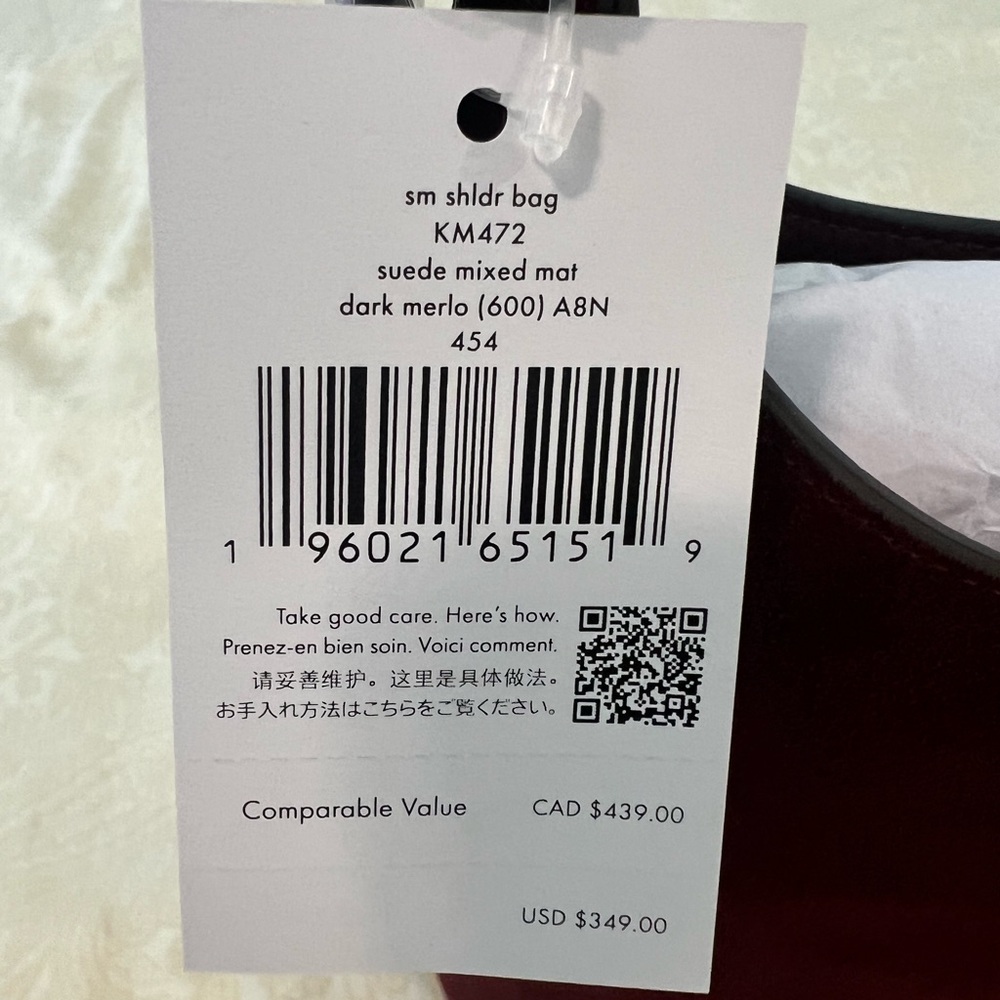 NWT never used Kate Spade Suede Small Shoulder Bag in Dark Merlot - Picture 6 of 7